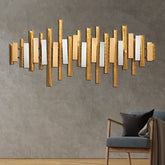 Modern Golden – Abstract Vertical Metal Wall Art